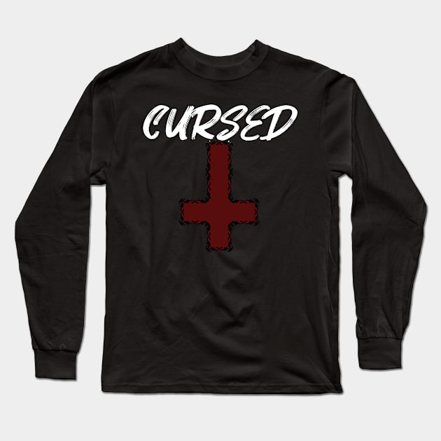 Cursed Inverted Cross Design Long Sleeve T-Shirt by AutomaticSoul